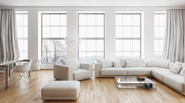 modern parlak iç mekan 3D resimleme