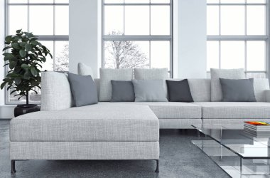 modern parlak iç mekan 3D resimleme