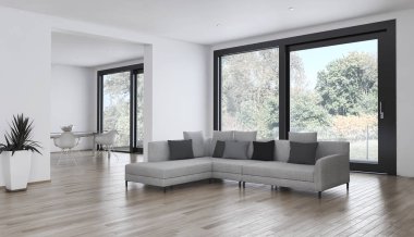 modern parlak iç mekan 3D resimleme