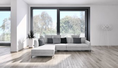 modern parlak iç mekan 3D resimleme