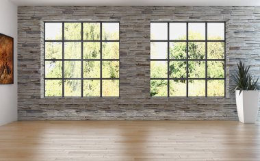 modern parlak iç mekan 3D resimleme