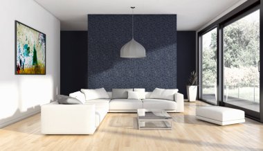 modern parlak iç mekan 3D resimleme