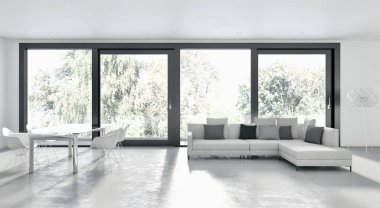 modern parlak iç mekan 3D resimleme