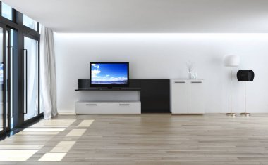 modern parlak iç mekan 3D resimleme