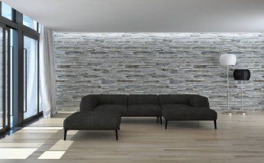 modern parlak iç mekan 3D resimleme