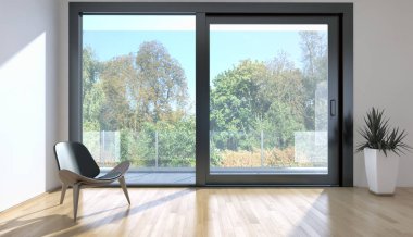 modern parlak iç mekan 3D resimleme