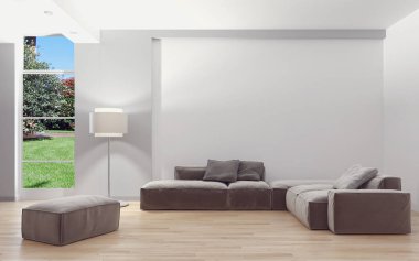 modern parlak iç mekan 3D resimleme