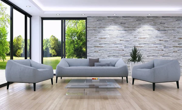 Modern helder interieur 3d rendering illustratie — Stockfoto