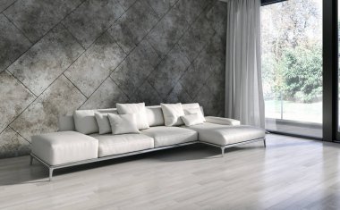 modern parlak iç mekan 3D resimleme