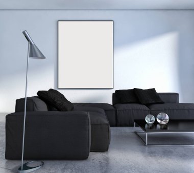 modern parlak iç mekan 3D resimleme