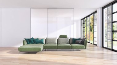 modern parlak iç mekan 3D resimleme