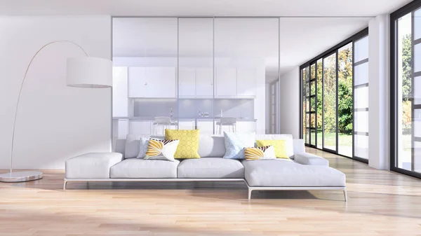 Modern helder interieur 3d rendering illustratie — Stockfoto