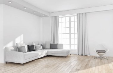 modern parlak iç mekan 3D resimleme