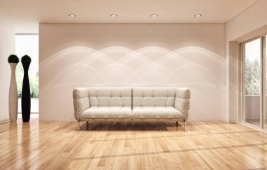 modern parlak iç mekan 3D resimleme