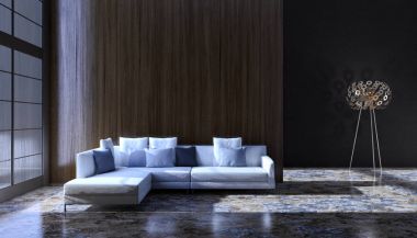 modern parlak iç mekan 3D resimleme