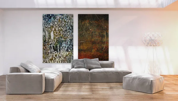 modern parlak iç mekan 3D resimleme