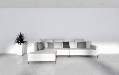 modern parlak iç mekan 3D resimleme