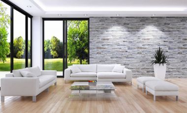 modern parlak iç mekan 3D resimleme