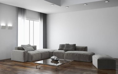 modern parlak iç mekan 3D resimleme