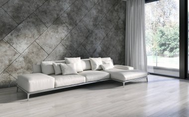 modern parlak iç mekan 3D resimleme