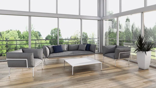 Modern helder interieur 3d rendering illustratie — Stockfoto