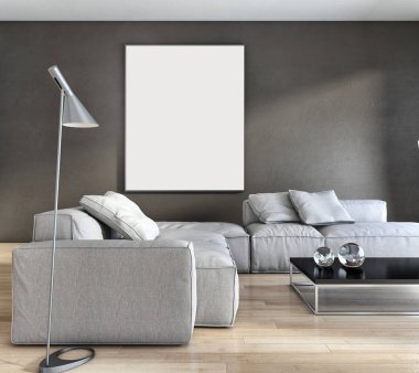 modern parlak iç mekan 3D resimleme