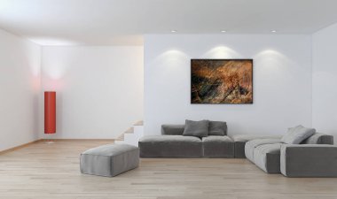 modern parlak iç mekan 3D resimleme