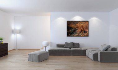 modern parlak iç mekan 3D resimleme