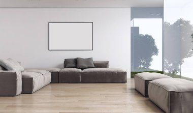 modern parlak iç mekan 3D resimleme