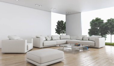 modern parlak iç mekan 3D resimleme
