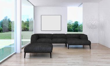 modern parlak iç mekan 3D resimleme