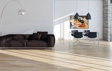 modern parlak iç mekan 3D resimleme