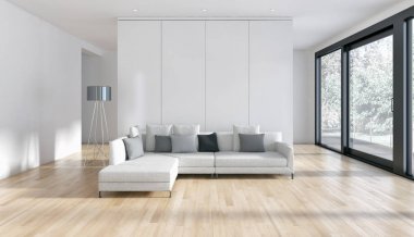 modern parlak iç mekan 3D resimleme