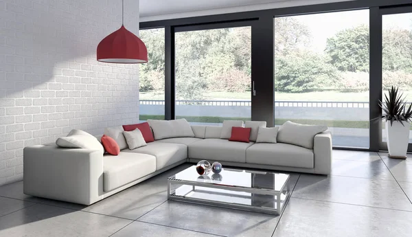 Modern helder interieur 3d rendering illustratie — Stockfoto