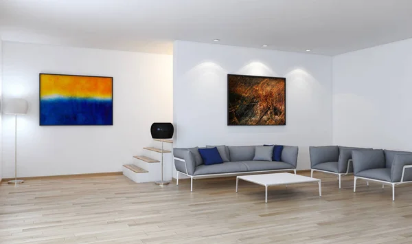 Moderno interiores brilhantes 3d renderização ilustração — Fotografia de Stock