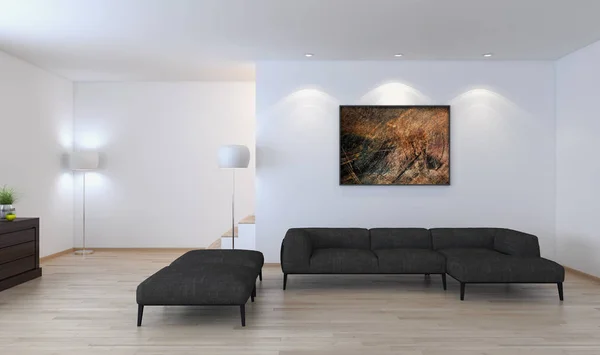 Moderno interiores brilhantes 3d renderização ilustração — Fotografia de Stock