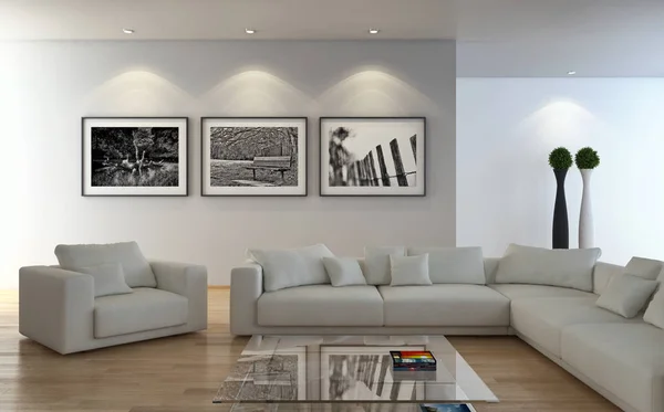 Modern helder interieur 3d rendering illustratie — Stockfoto