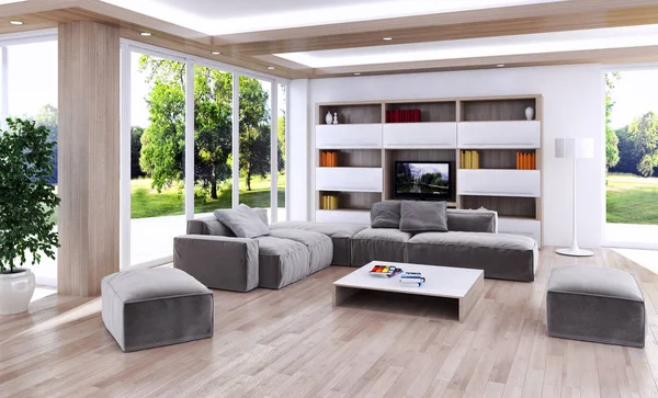 Modern helder interieur 3d rendering illustratie — Stockfoto