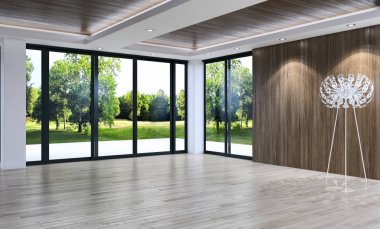 modern parlak iç mekan 3D resimleme