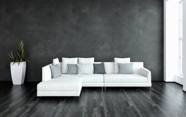 modern parlak iç mekan 3D resimleme