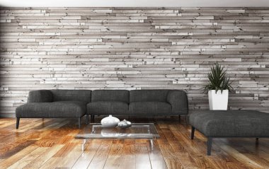 modern parlak iç mekan 3D resimleme