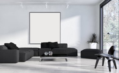 modern parlak iç mekan 3D resimleme