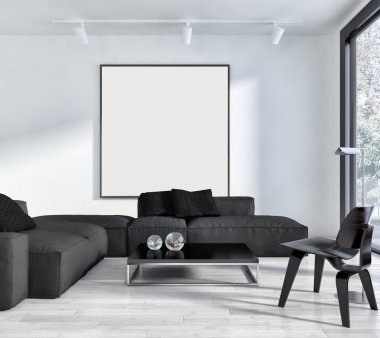 modern parlak iç mekan 3D resimleme