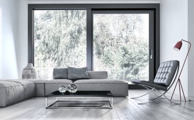 modern parlak iç mekan 3D resimleme