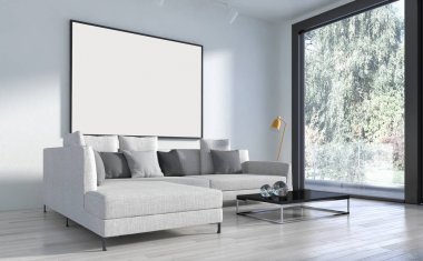 modern parlak iç mekan 3D resimleme