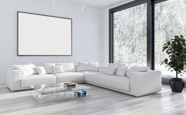 modern parlak iç mekan 3D resimleme