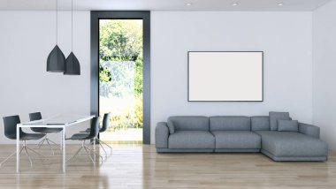 modern parlak iç mekan 3D resimleme