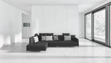 modern parlak iç mekan 3D resimleme