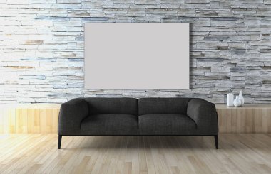 modern parlak iç mekan 3D resimleme