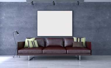 modern parlak iç mekan 3D resimleme